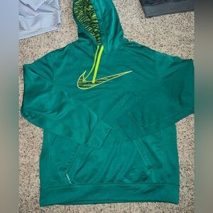 Nike Teal and Lime Green Men's Hoodie